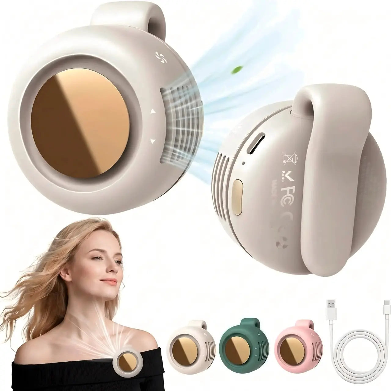 Westdeer Portable Silent Mini Bladeless Electric Fan,Adjustable 3-Speed Suspended Waist Fans,Phone Cooling Fan,Personal Fan,Rotating Bodyfan Suitable for Outdoor Travel,Fathersdaygift,Rechargeable Personal Fan,Handheld Turbo Fan,Perfect Gift